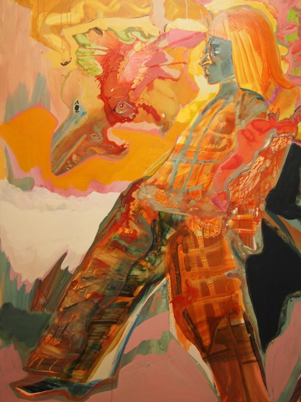 The girl with a dragon , acrylic on canvas, 130 x 190 cm, 2018